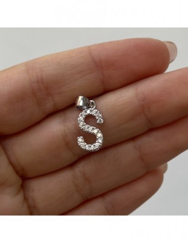 Ciondolo Argento Rodiato Lettera S Con Zirconi [e992ed09]
