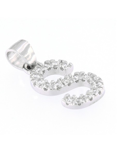 Ciondolo Argento Rodiato Lettera S Con Zirconi [5e8f2c0d]