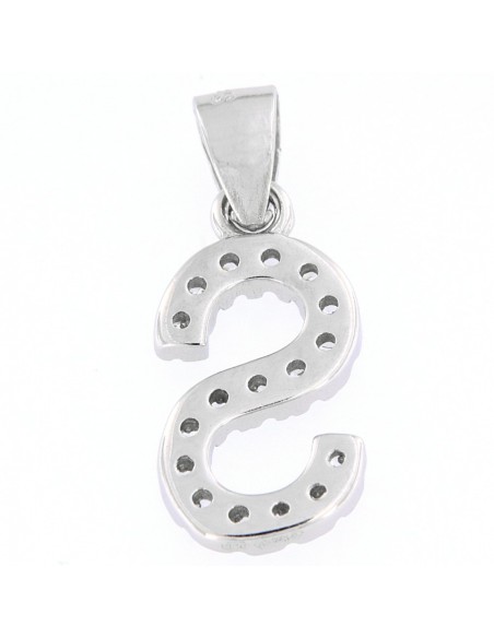 Ciondolo Argento Rodiato Lettera S Con Zirconi [5bdf6b13]