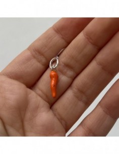 Ciondolo Argento Rodiato Corno Arancione 18MM [5a34ecb2] 2