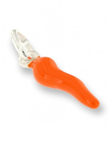 Ciondolo Argento Rodiato Corno Arancione 18MM [034cda1c]