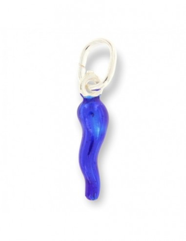 Ciondolo Argento Rodiato Corno Blu Elettrico 18MM [89053c42]
