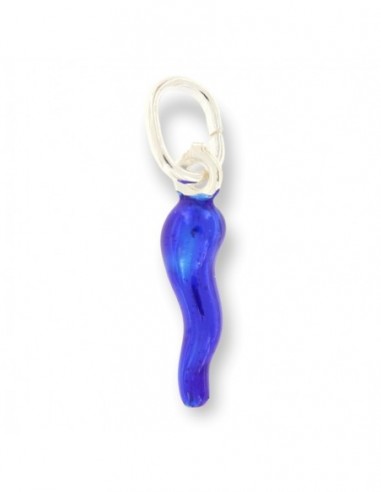 Ciondolo Argento Rodiato Corno Blu Elettrico 18MM [0e4eedd1]