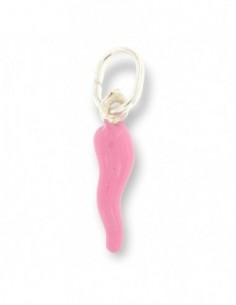 Ciondolo Argento Rodiato Corno Rosa Liscio 18MM [e73ebe4b]