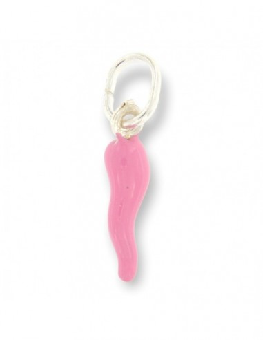 Ciondolo Argento Rodiato Corno Rosa Liscio 18MM [e73ebe4b]