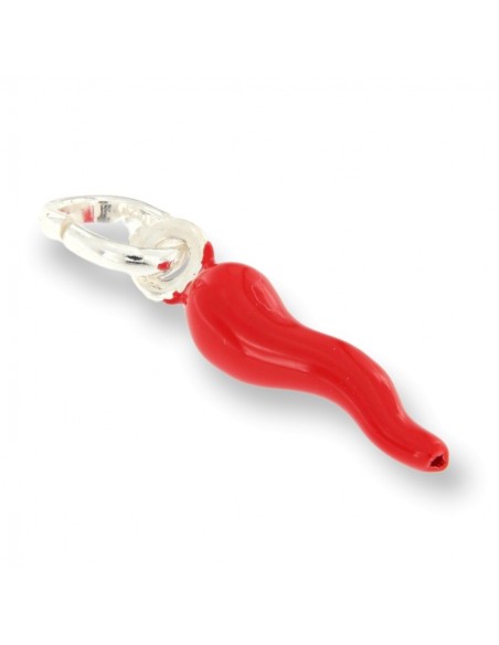 Ciondolo Argento Rodiato Corno Rosso Liscio 18MM [17acc8c8]