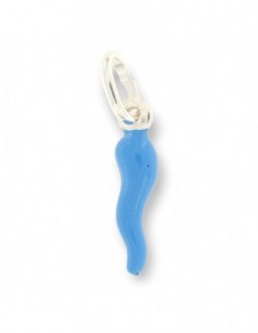 Ciondolo Argento Rodiato Corno Celeste Liscio 18MM [3b48ba58]