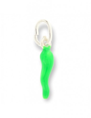 Ciondolo Argento Rodiato Corno Verde Lime 18MM [8c557b5c]