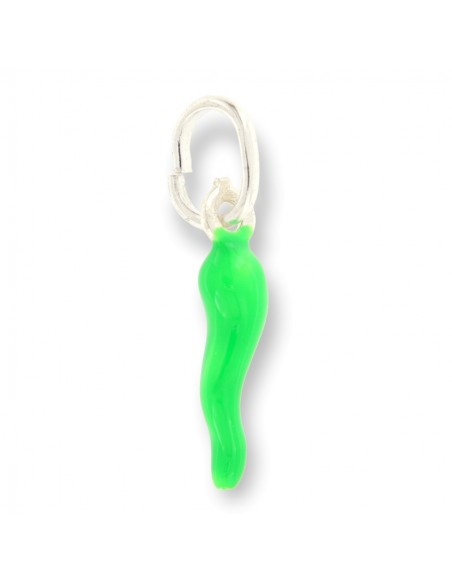 Ciondolo Argento Rodiato Corno Verde Lime 18MM [8c557b5c]