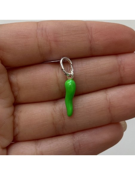 Ciondolo Argento Rodiato Corno Verde Lime 18MM [294460ce]