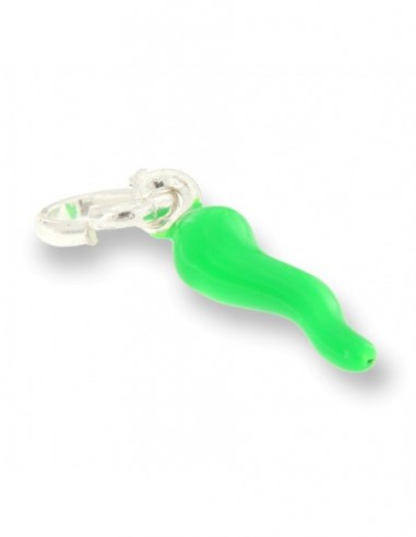 Ciondolo Argento Rodiato Corno Verde Lime 18MM [9e59a1ca]