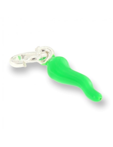 Ciondolo Argento Rodiato Corno Verde Lime 18MM [9e59a1ca]