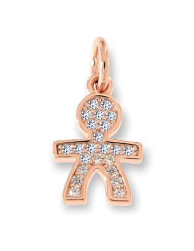 Ciondolo Argento Rosato Sagoma Bambino Zirconi [cfb42437]