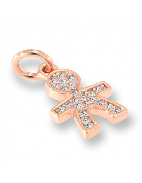 Ciondolo Argento Rosato Sagoma Bambino Zirconi [cf097cf2]