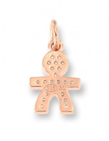Ciondolo Argento Rosato Sagoma Bambino Zirconi [ca593bec]