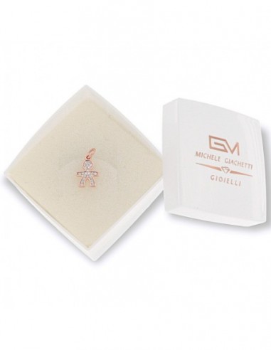 Ciondolo Argento Rosato Sagoma Bambino Zirconi [7d44fae8]