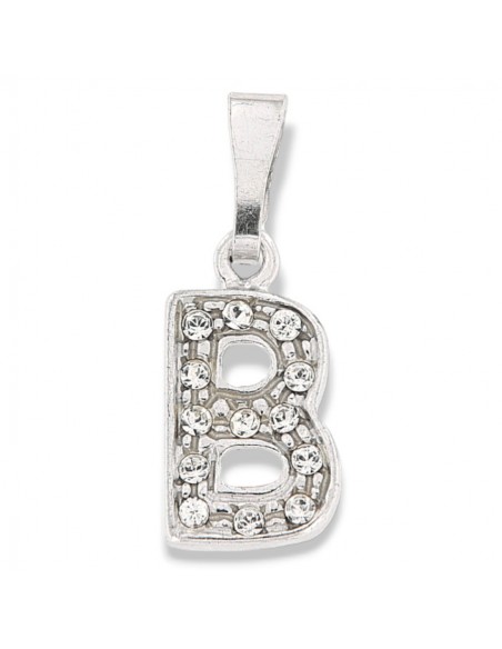 Ciondolo Argento Rodiato Lettera B Con Zirconi [f3185a53]