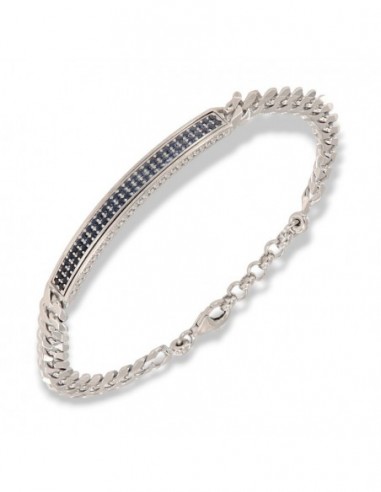 Bracciale Argento Rodiato Piastra Centrale Zirconi [2dd10a98]