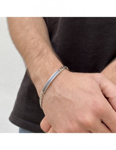Bracciale Argento Rodiato Piastra Centrale Zirconi [04d15a28]