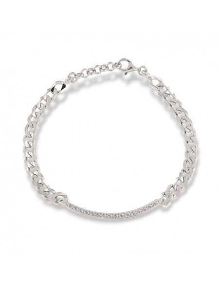 Bracciale Argento Rodiato Piastra Centrale Zirconi [b69cdc32]