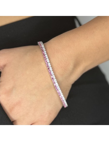 Bracciale Argento Tennis Rosso Bianco 2MM 18CM [574b1d3a]