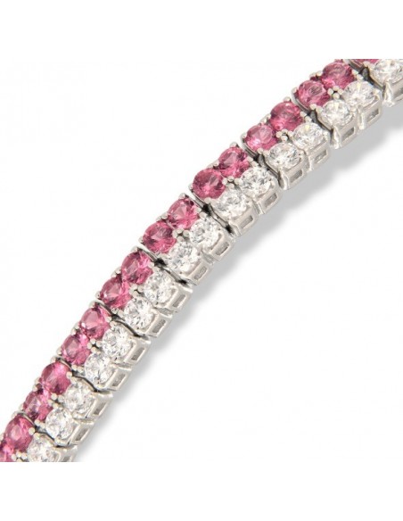 Bracciale Argento Tennis Rosso Bianco 2MM 18CM [e056dc3e]