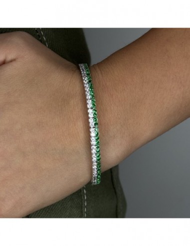 Bracciale Argento Verde Rosso Bianco 2MM 18CM [d0e7c53b]