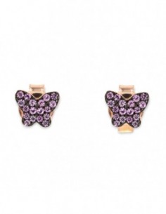 Orecchini Argento Rosato Farfalle Zirconi Viola [0e6da6f7]