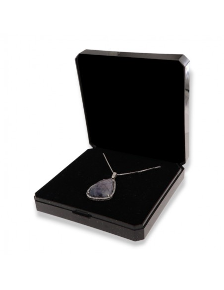 CIONDOLO ARGENTO RODIATO CORINDONE BLU ZIRCONI [0c954c0c]