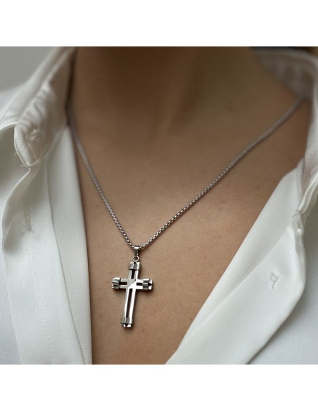 Collana Acciaio Crocifisso Pendente 12,75GR [c2a12985]