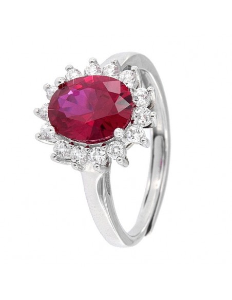 Anello Argento Rodiato Principessa Rosso 9x7MM [8ac3e461]