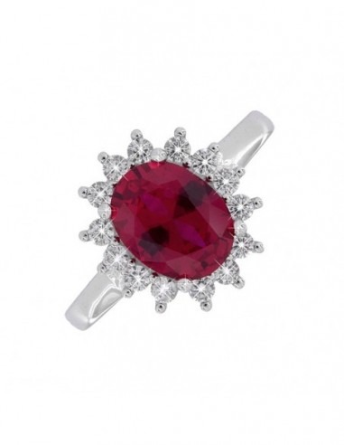 Anello Argento Rodiato Principessa Rosso 9x7MM [afd1726c]