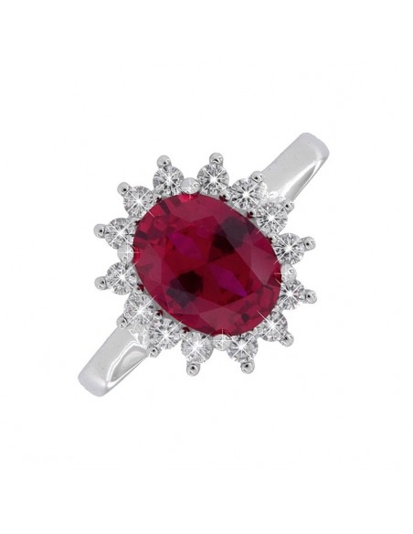 Anello Argento Rodiato Principessa Rosso 9x7MM [afd1726c]