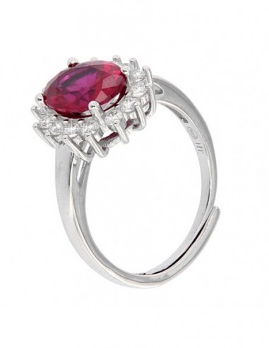 Anello Argento Rodiato Principessa Rosso 9x7MM [aa813572]