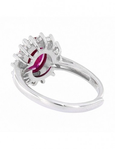 Anello Argento Rodiato Principessa Rosso 9x7MM [c4bab77b]