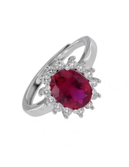 Anello Argento Rodiato Principessa Rosso 9x7MM [73a7767f]