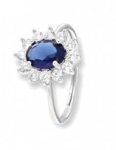Anello Argento Rodiato Principessa Blu 8x6MM [60b4828e]