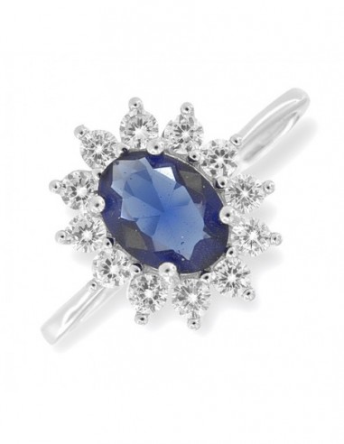 Anello Argento Rodiato Principessa Blu 8x6MM [e7f894f7]