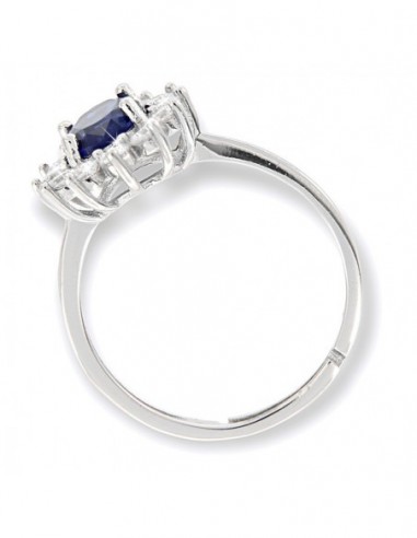 Anello Argento Rodiato Principessa Blu 8x6MM [55b512ed]