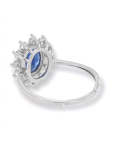 Anello Argento Rodiato Principessa Blu 8x6MM [e2a8d3e9]
