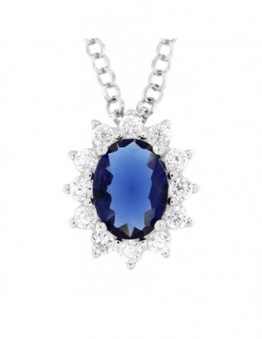 Collana Argento Rodiato Principessa Blu 8X6MM [f387d132]