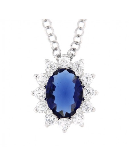 Collana Argento Rodiato Principessa Blu 8X6MM [f387d132]