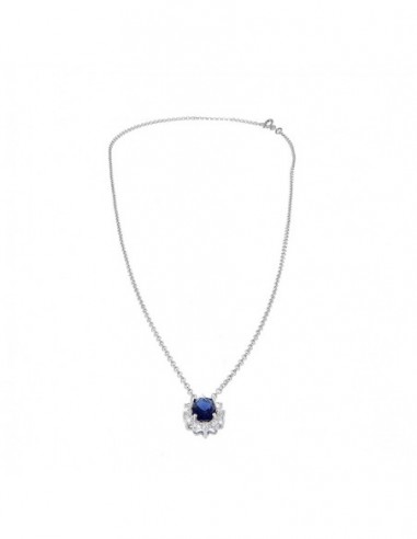 Collana Argento Rodiato Principessa Blu 8X6MM [449a1036]