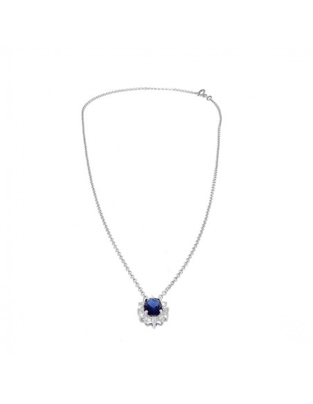 Collana Argento Rodiato Principessa Blu 8X6MM [449a1036]