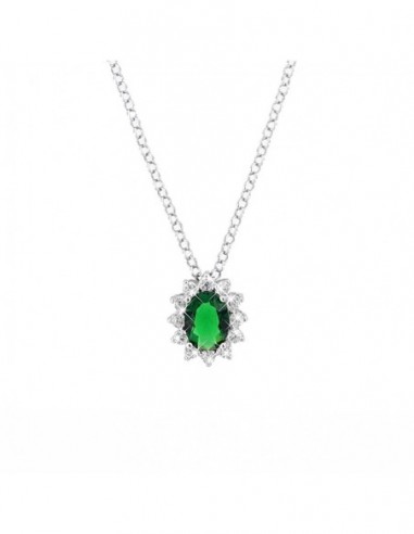 Collana Argento Rodiato Principessa Verde 8X6MM [762870a4]