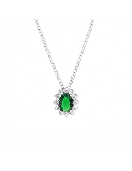 Collana Argento Rodiato Principessa Verde 8X6MM [762870a4]