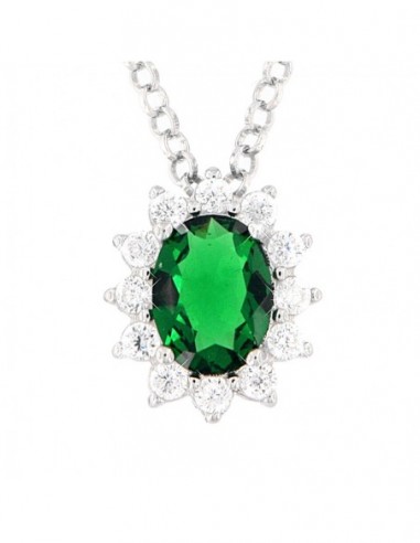 Collana Argento Rodiato Principessa Verde 8X6MM [fbd5a1e1]