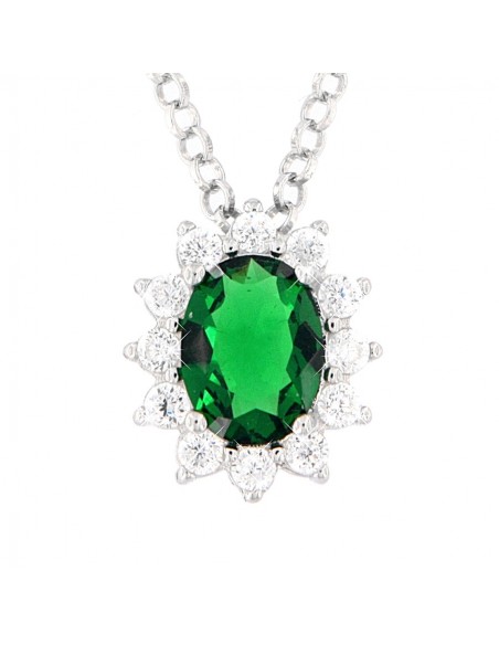 Collana Argento Rodiato Principessa Verde 8X6MM [fbd5a1e1]