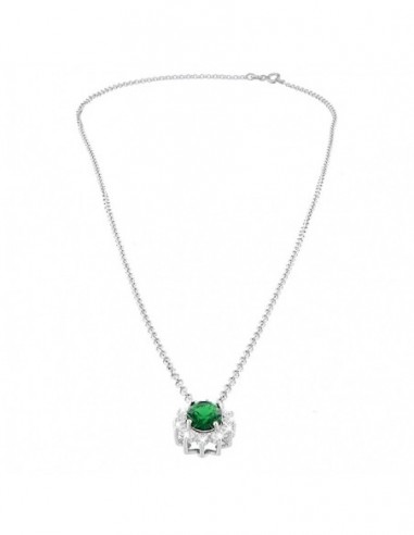 Collana Argento Rodiato Principessa Verde 8X6MM [4cc860e5]