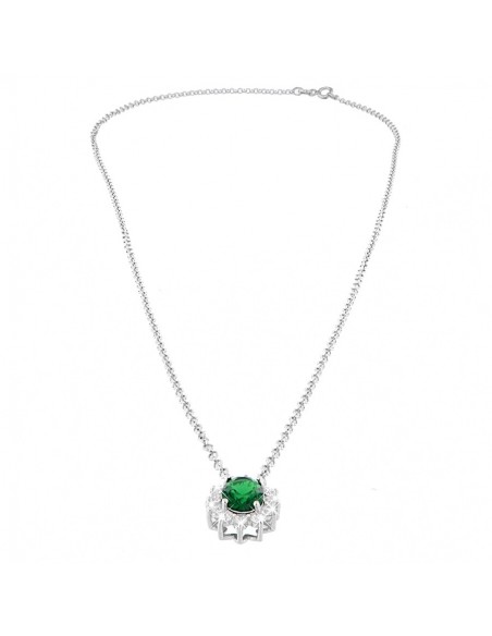 Collana Argento Rodiato Principessa Verde 8X6MM [4cc860e5]